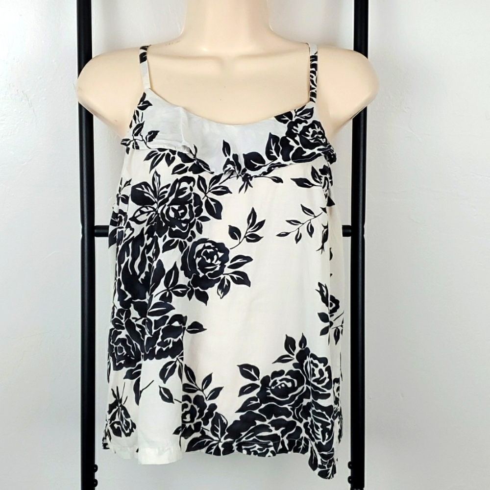 Jams World Rosette black white top blouse women size M